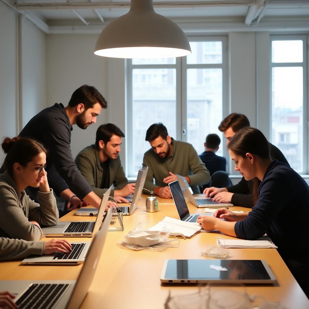 Taller de diseño con estudiantes trabajando